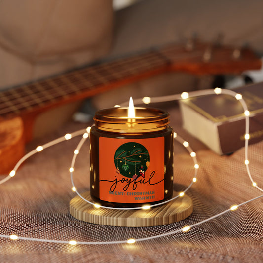 CHRISTMAS WARMTH. Scented Soy Candle (Multi-Size, Amber Jar)