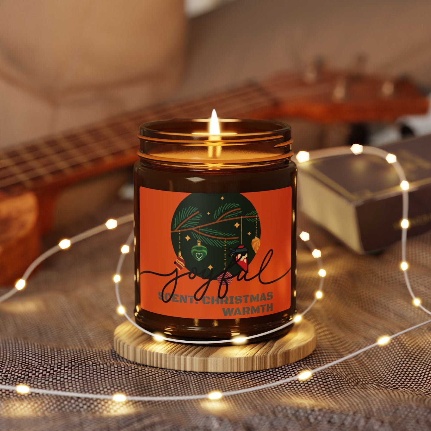 CHRISTMAS WARMTH. Scented Soy Candle (Multi-Size, Amber Jar)