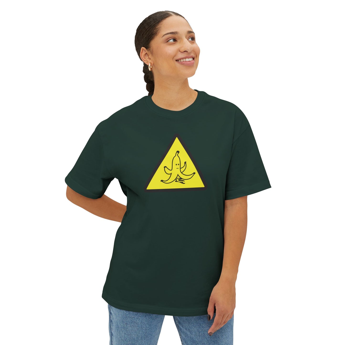 CAUTION BANANA PEEL. Unisex Oversized Boxy Tee