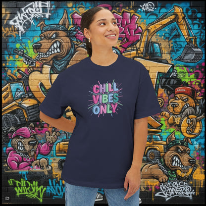 CHILL VIBES ONLY. Unisex Oversized Boxy Tee