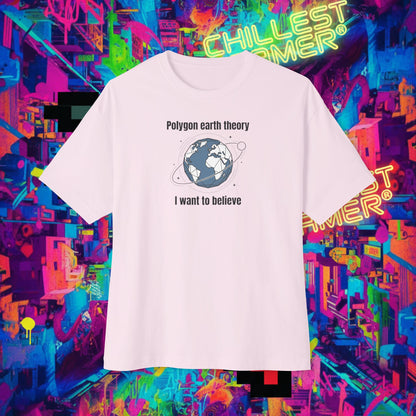 POLYGON EARTH THEORY, I WANT TO BELIEVE. Unisex Oversized Boxy Tee