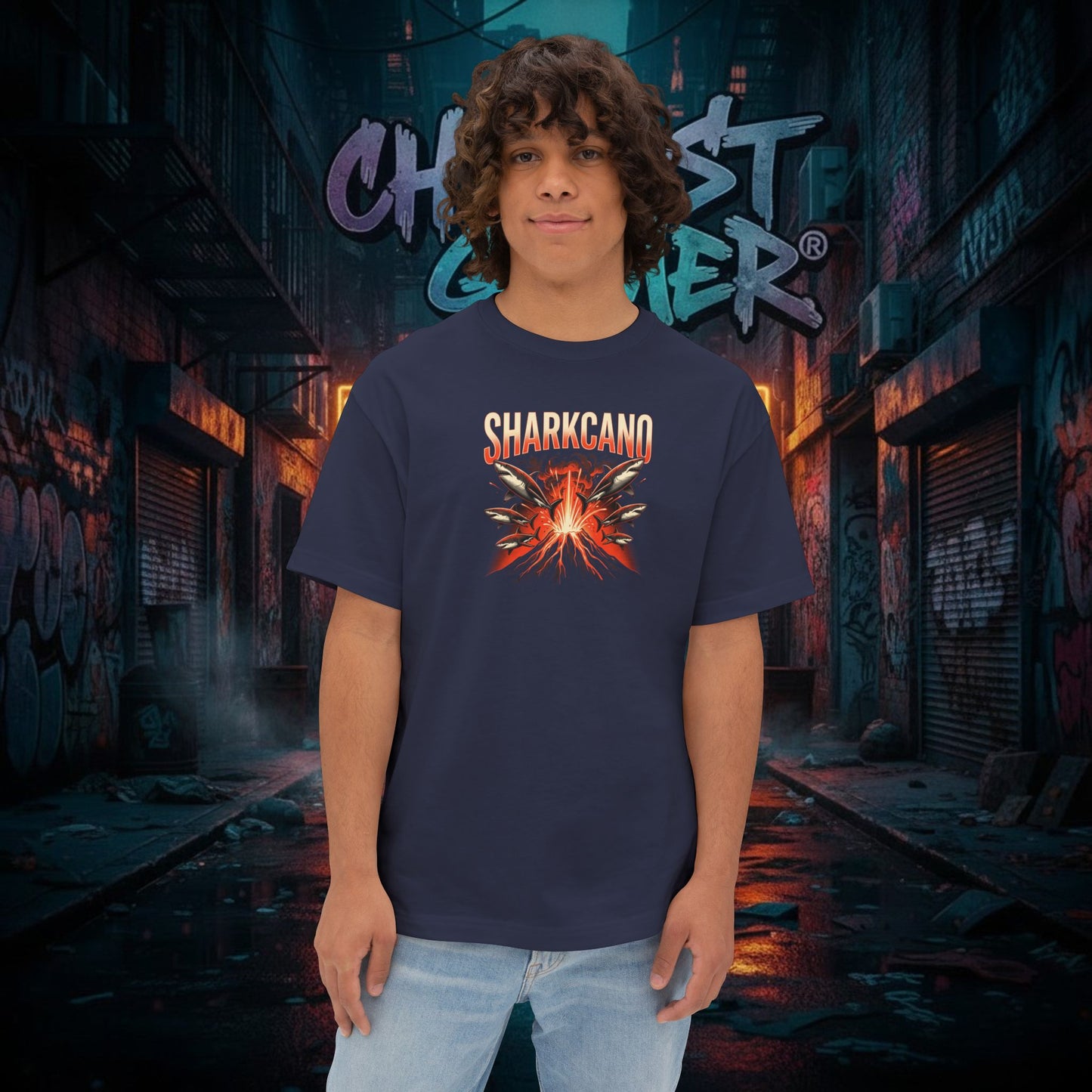 SHARKCANO V2. Unisex Oversized Boxy Tee