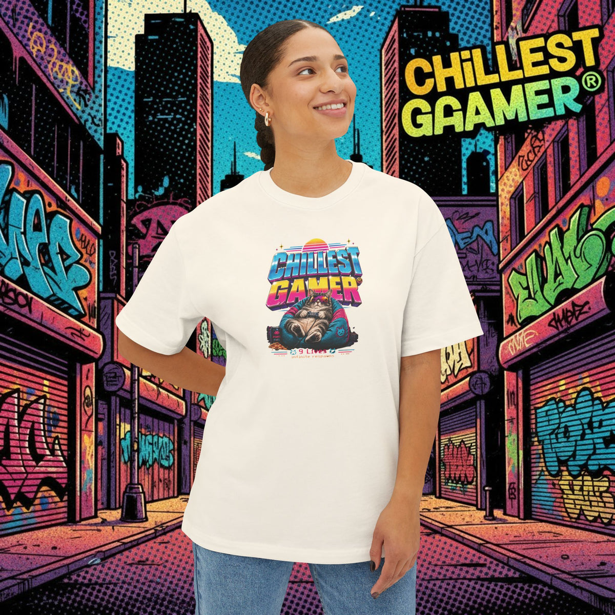 KITTY GAMER. Unisex Oversized Boxy Tee