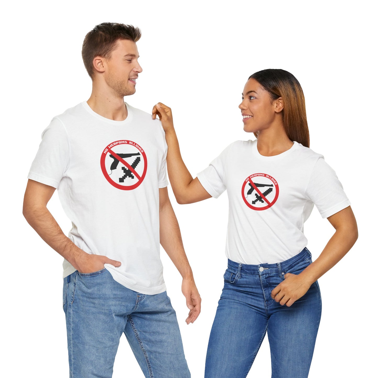 NO WEAPONS OUT LOUD. Unisex Jersey Short Sleeve Tee