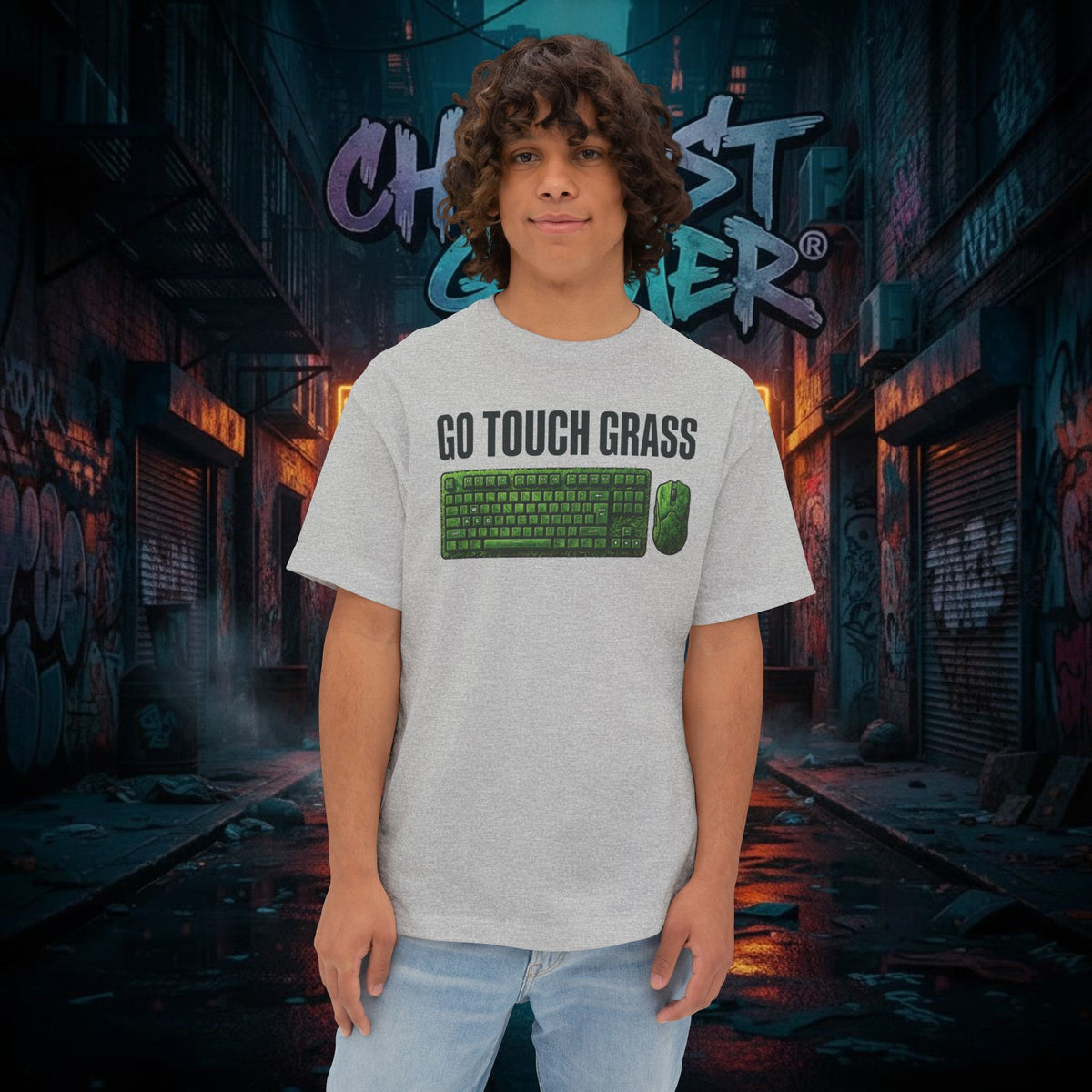GO TOUCH GRASS. Unisex Oversized Boxy Tee