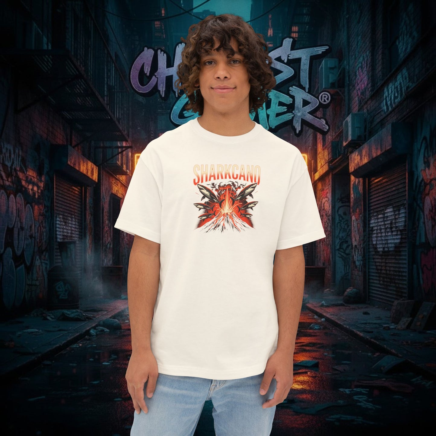 SHARKCANO V2. Unisex Oversized Boxy Tee