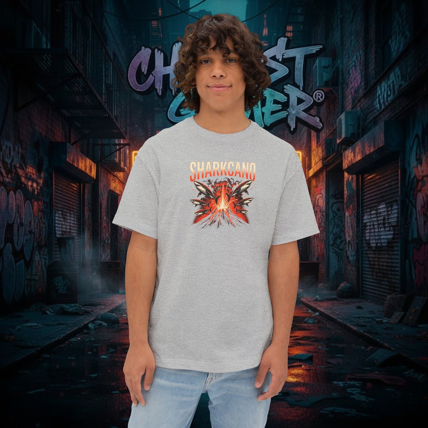 SHARKCANO V2. Unisex Oversized Boxy Tee