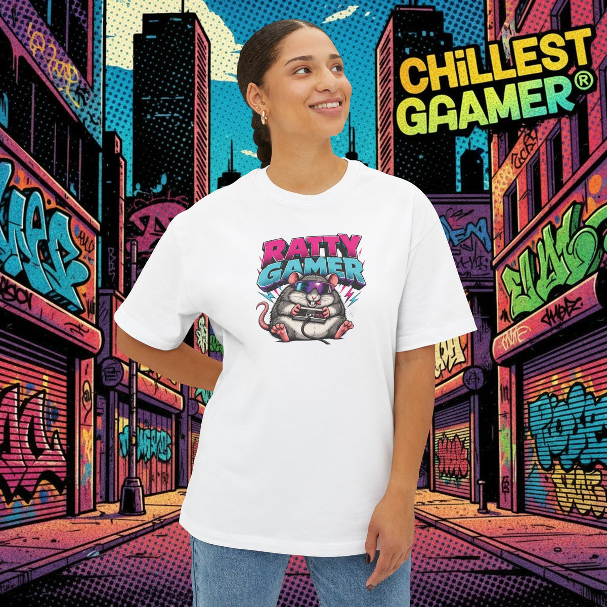 RATTY GAMER. Unisex Oversized Boxy Tee