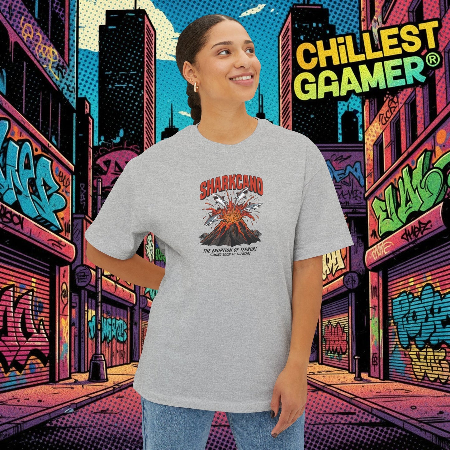 SHARKCANO. Unisex Oversized Boxy Tee