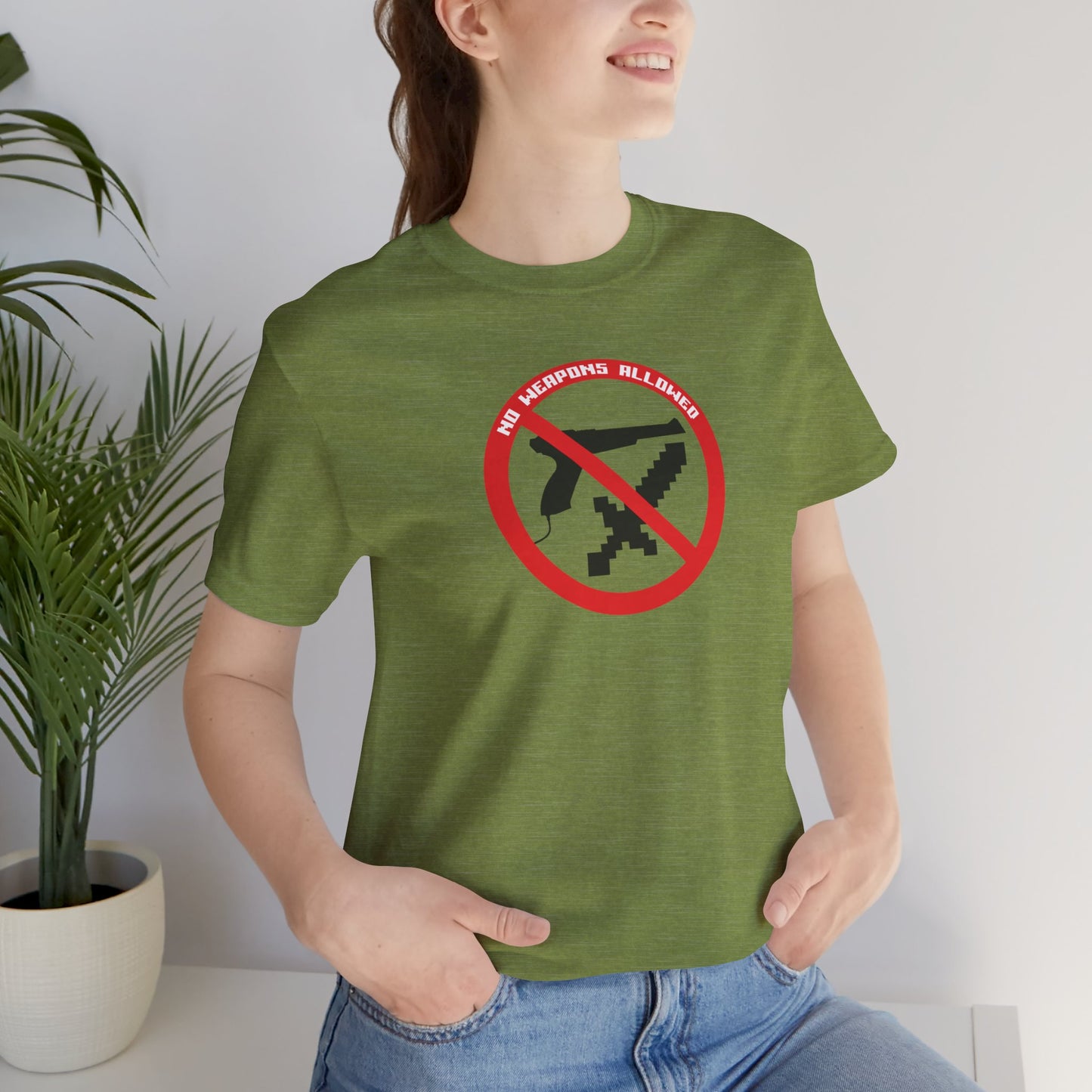 NO WEAPONS OUT LOUD. Unisex Jersey Short Sleeve Tee