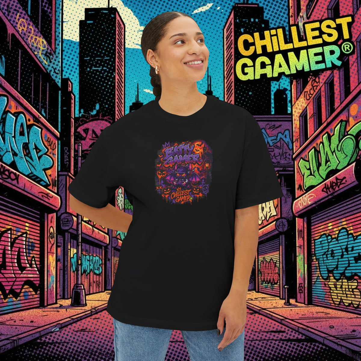 BATTY GAMER. Unisex Oversized Boxy Tee