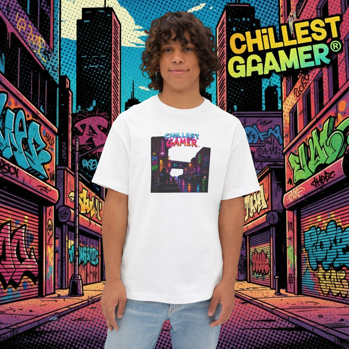 CHILLEST GAMER® ALLEY. Unisex Oversized Boxy Tee
