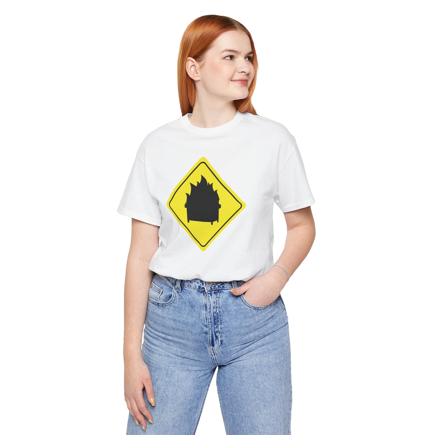 CAUTION DUMPSTER FIRE. Unisex Jersey Short Sleeve Tee