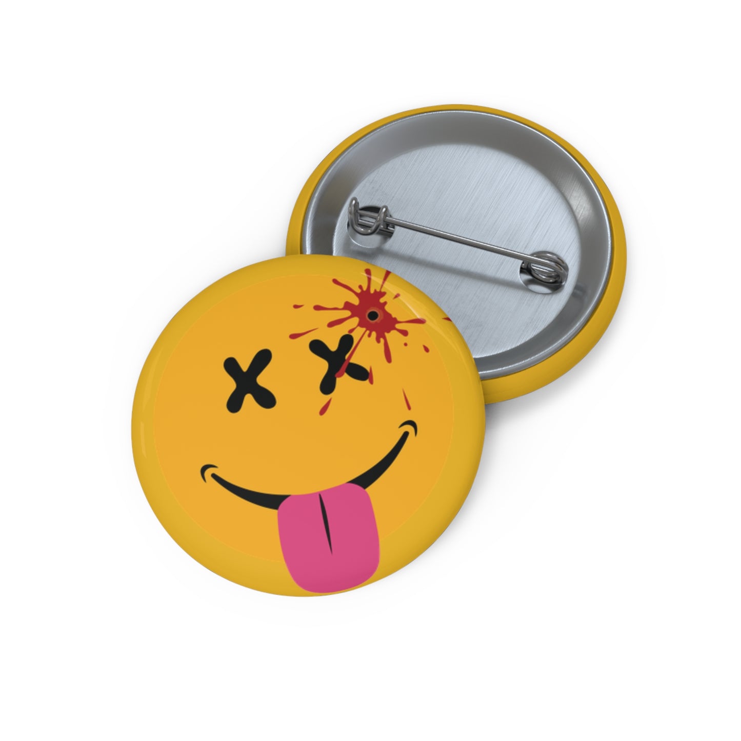 NOT SO HAPPY FACE. Custom Pin Buttons