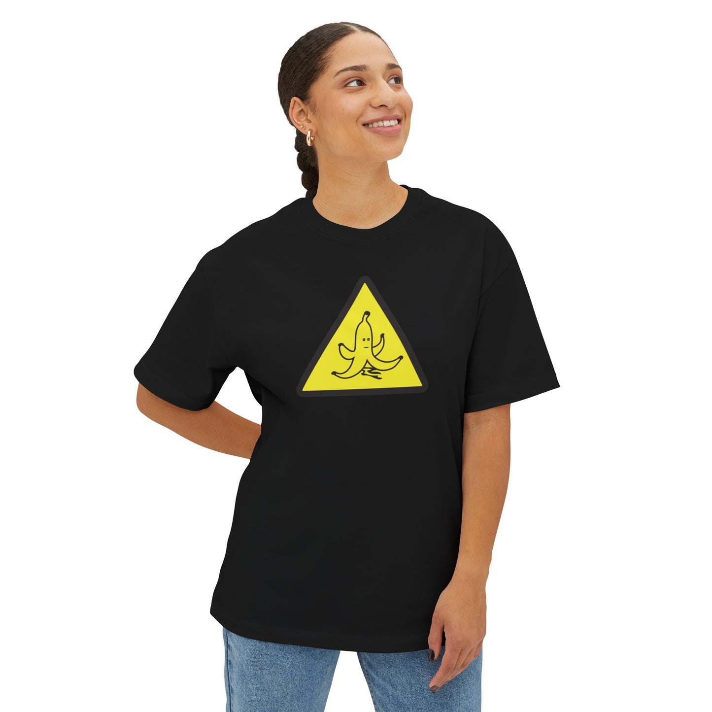 CAUTION BANANA PEEL. Unisex Oversized Boxy Tee